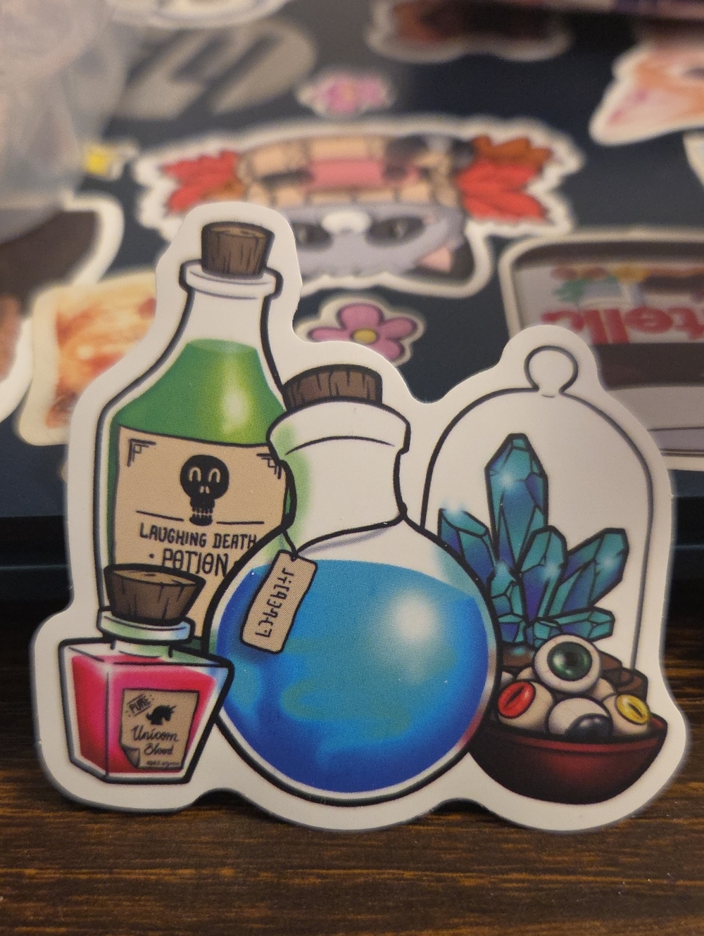 Decorative Potion & Crystal Sticker - Blue Green Design